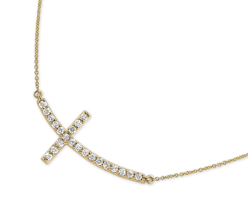 Diamond Sideways Cross Necklace