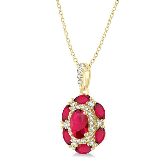 Aria Oval Shape Gemstone & Halo Diamond Pendant