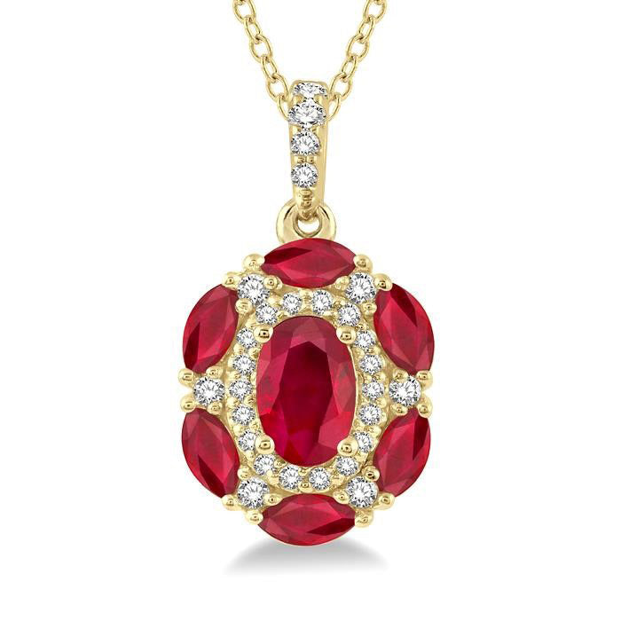 Aria Oval Shape Gemstone & Halo Diamond Pendant