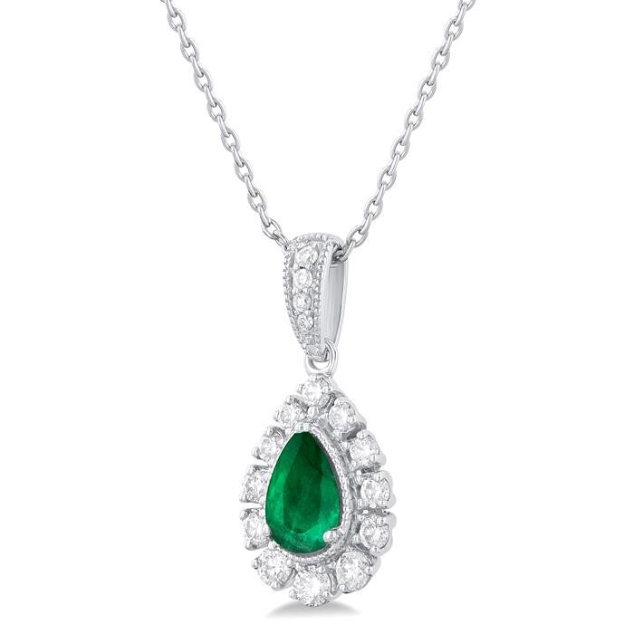Tempest Pear Shape Gemstone & Halo Diamond Pendant