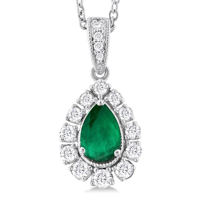 Tempest Pear Shape Gemstone & Halo Diamond Pendant