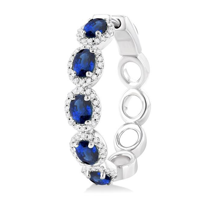 Oval Shape Gemstone & Diamond Hoop Earrings