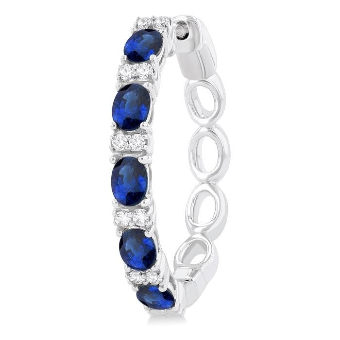 Oval Shape Alternate Gemstone & Diamond Hoop Earrings