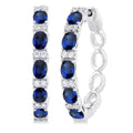 Oval Shape Alternate Gemstone & Diamond Hoop Earrings