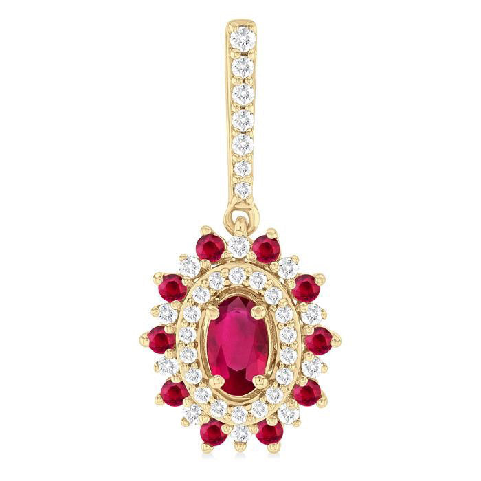 Oval Shape Gemstone & Diamond Earrings