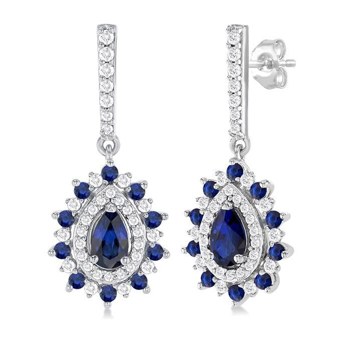 Pear Shape Gemstone & Diamond Earrings