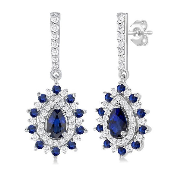 Pear Shape Gemstone & Diamond Earrings