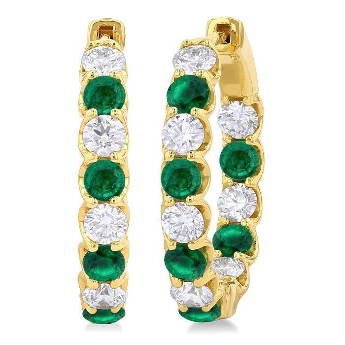 Inside-Out Alternate Gemstone & Diamond Hoop Earrings