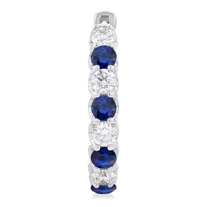 Inside-Out Round Shape Gemstone & Diamond Hoop Earrings