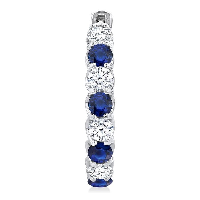 Inside-Out Round Shape Gemstone & Diamond Hoop Earrings