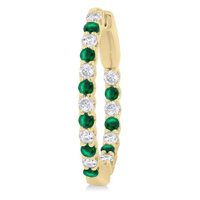 Inside-Out Alternate Gemstone & Diamond Hoop Earrings
