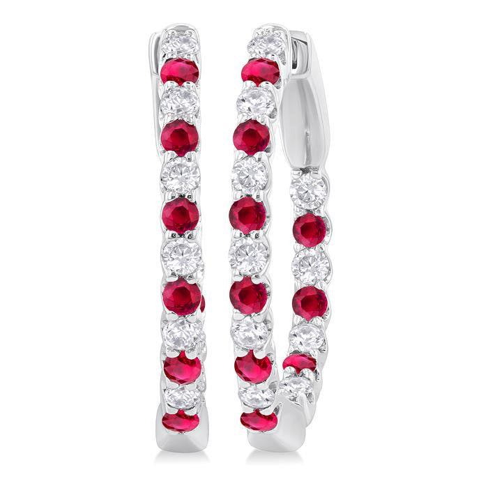 Inside-Out Alternate Gemstone & Diamond Hoop Earrings
