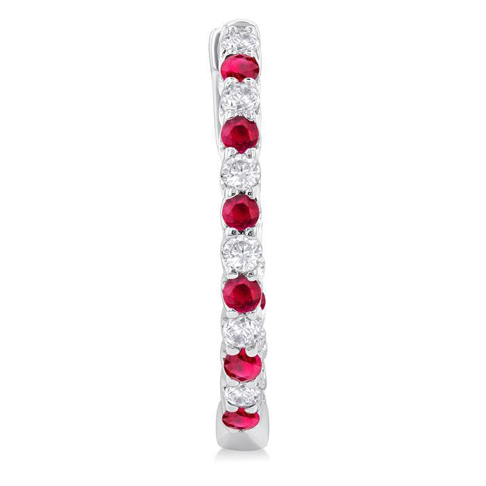 Inside-Out Alternate Gemstone & Diamond Hoop Earrings