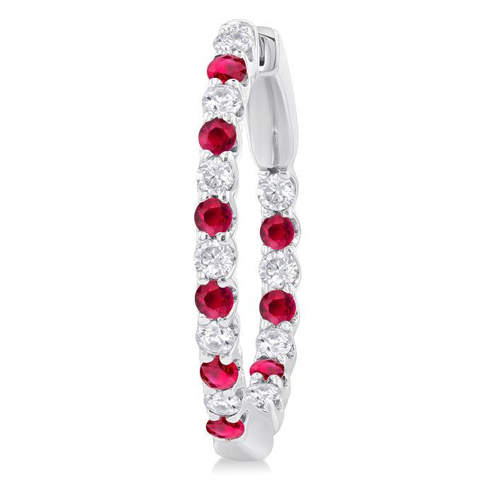 Inside-Out Alternate Gemstone & Diamond Hoop Earrings