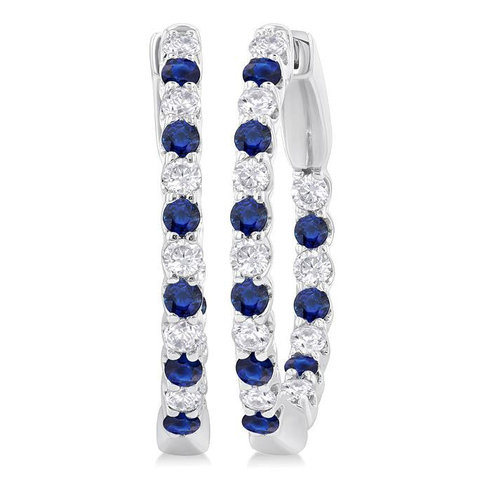 Inside-Out Alternate Gemstone & Diamond Hoop Earrings