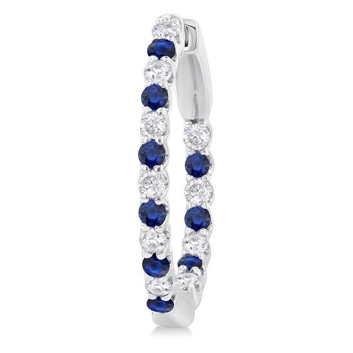 Inside-Out Alternate Gemstone & Diamond Hoop Earrings