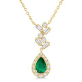 Pear Shape Scatter Gemstone & Baguette Halo Diamond Pendant