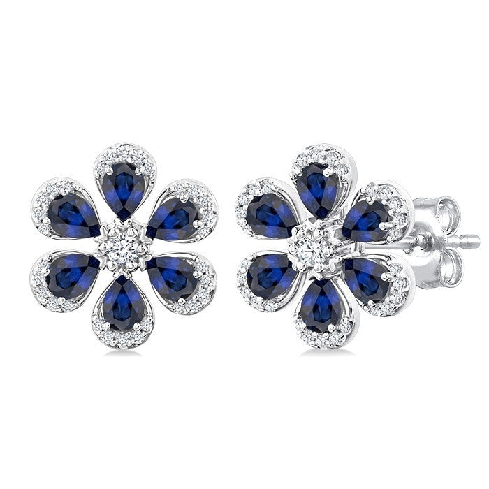 Blossom Pear Shape Gemstone & Diamond Earrings