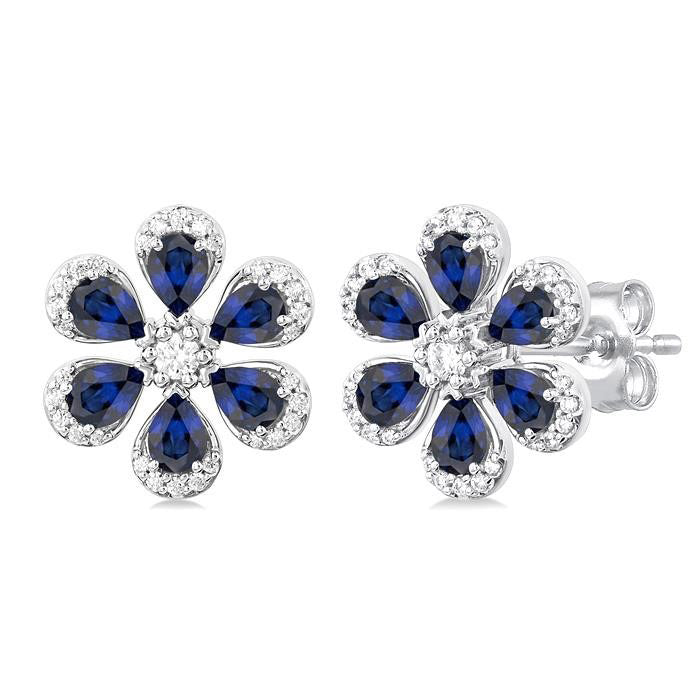 Blossom Pear Shape Gemstone & Diamond Earrings