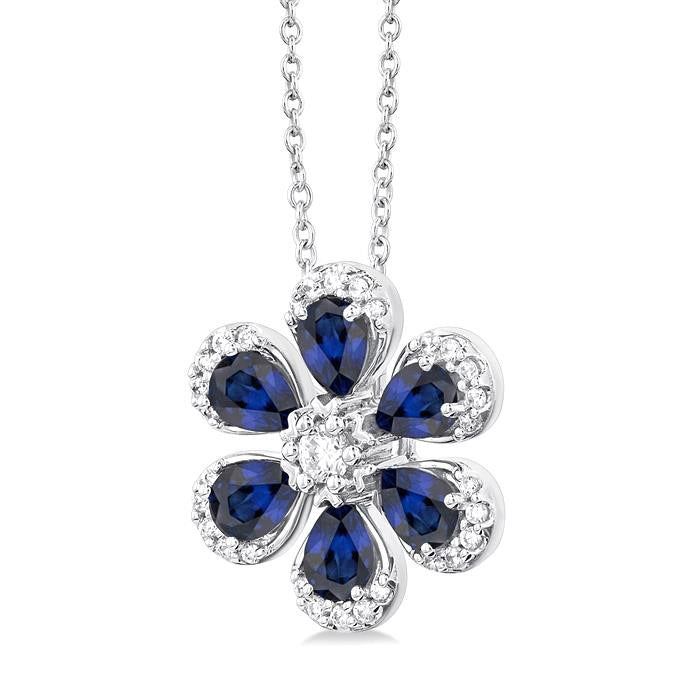 Halcyon Blossom Pear Shape Gemstone & Diamond Pendant