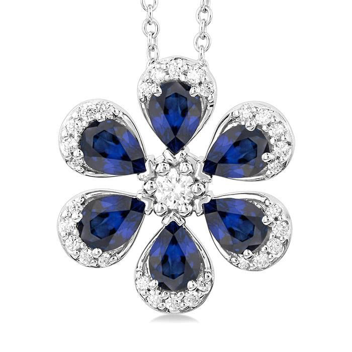 Halcyon Blossom Pear Shape Gemstone & Diamond Pendant