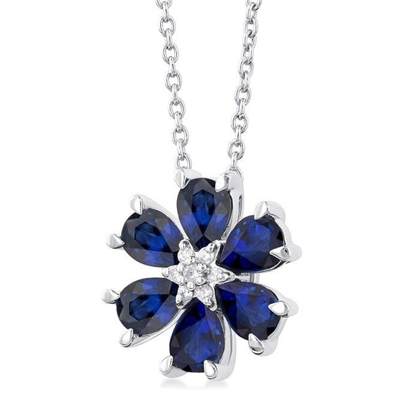 Ivy Blossom Pear Shape Gemstone & Diamond Pendant