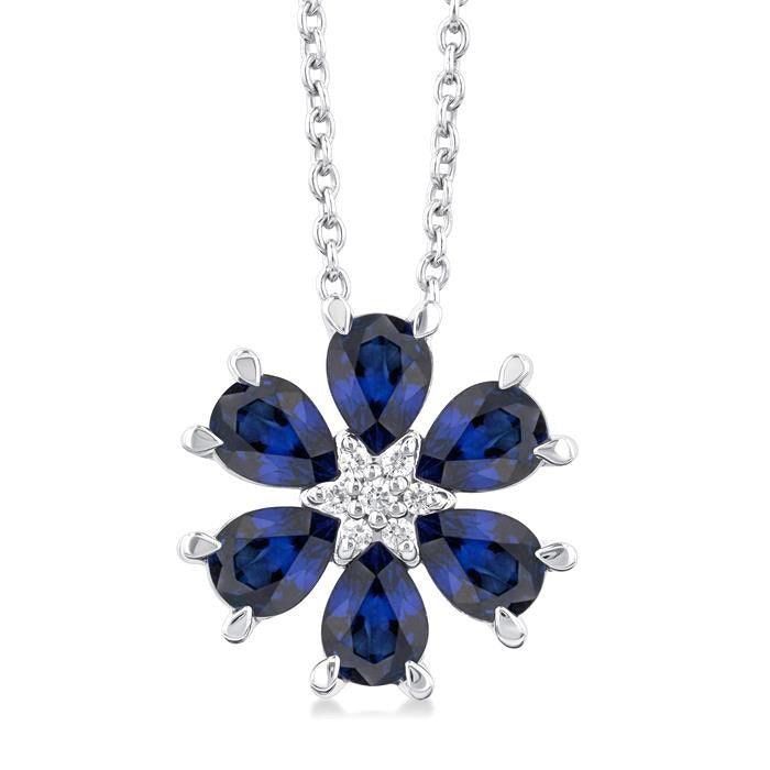 Ivy Blossom Pear Shape Gemstone & Diamond Pendant