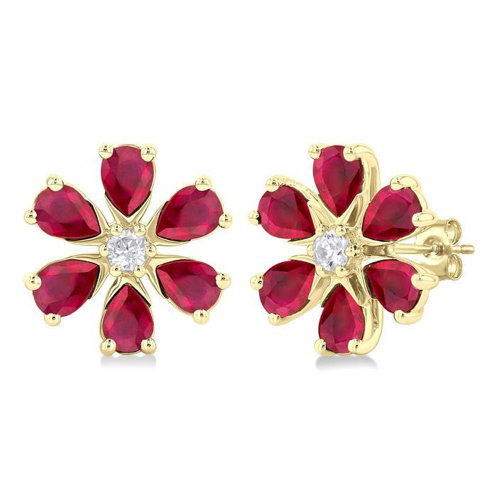 Blossom Pear Shape Gemstone & Diamond Earrings