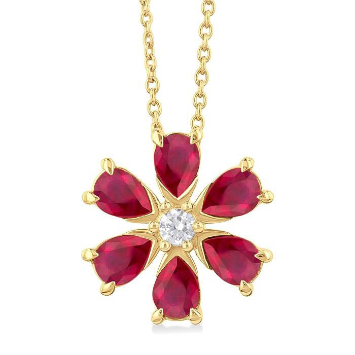Sable Blossom Pear Shape Gemstone & Diamond Pendant