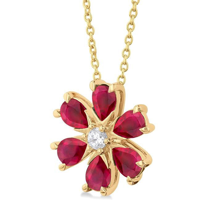 Sable Blossom Pear Shape Gemstone & Diamond Pendant