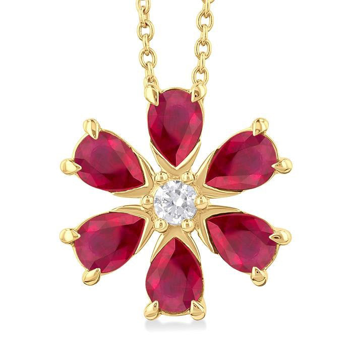 Sable Blossom Pear Shape Gemstone & Diamond Pendant