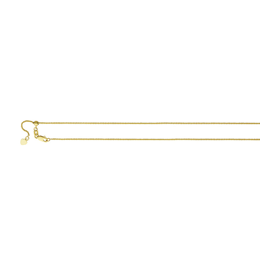 26" 14k Yellow Gold Round Adjustable Wheat Chain