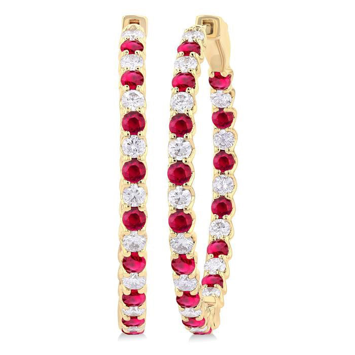 Inside-Out Alternate Gemstone & Diamond Hoop Earrings