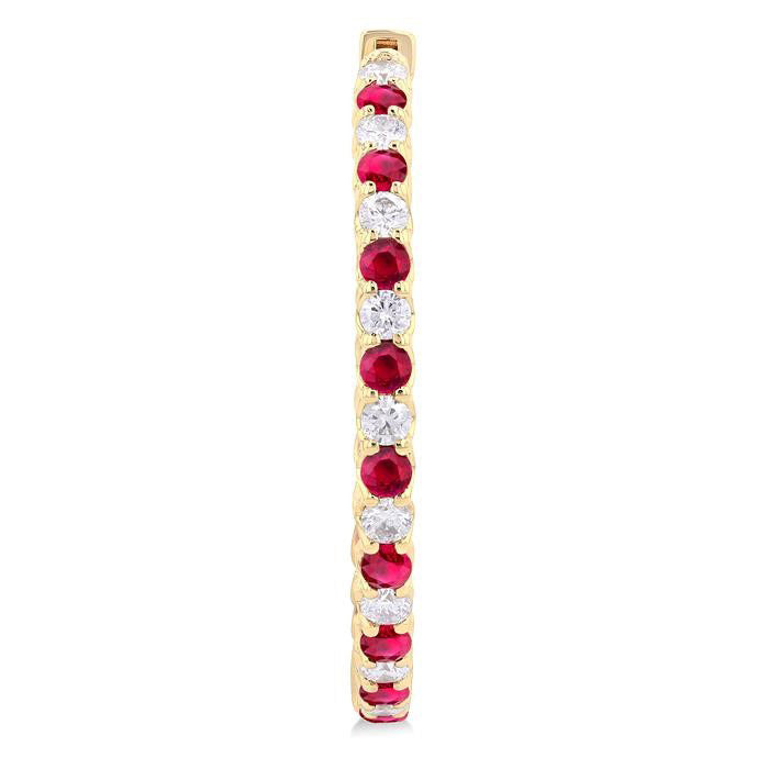 Inside-Out Alternate Gemstone & Diamond Hoop Earrings