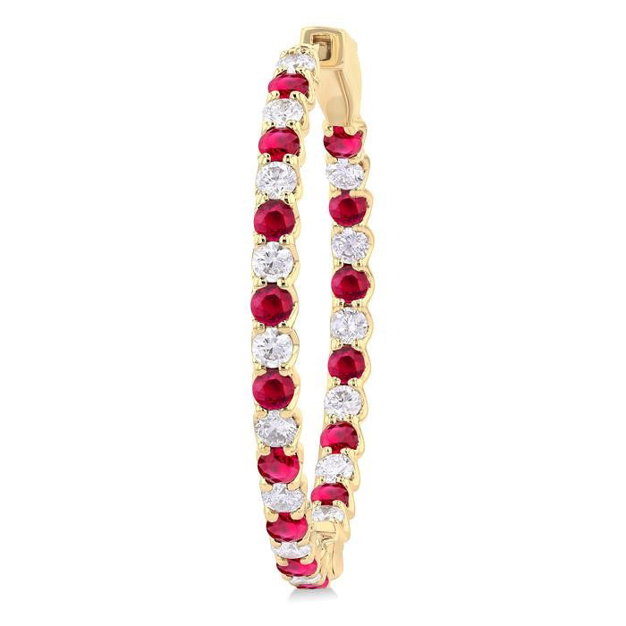 Inside-Out Alternate Gemstone & Diamond Hoop Earrings