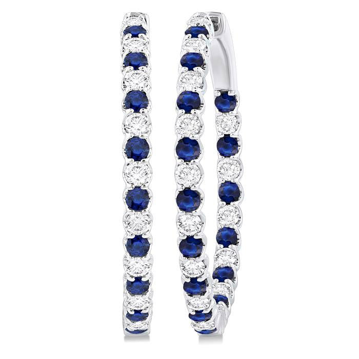 Inside-Out Alternate Gemstone & Diamond Hoop Earrings