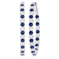 2.3 MM Round Sapphire and 1 1/2 Ctw Round Cut Diamond Inside & Outside Alternating Precious Hoop Earrings in 14K White Gold