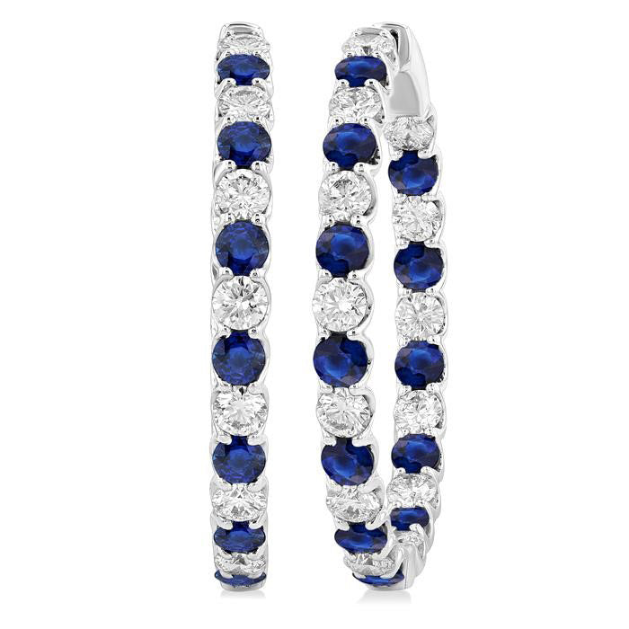 Inside-Out Alternate Gemstone & Diamond Hoop Earrings