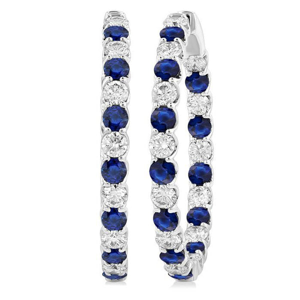 Inside-Out Alternate Gemstone & Diamond Hoop Earrings