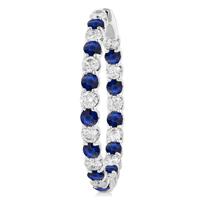 Inside-Out Alternate Gemstone & Diamond Hoop Earrings