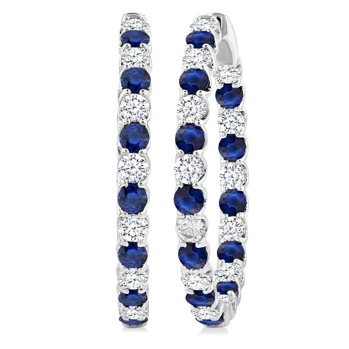 Inside-Out Alternate Gemstone & Diamond Hoop Earrings