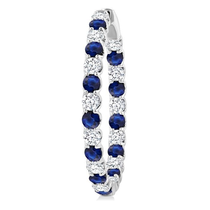 Inside-Out Alternate Gemstone & Diamond Hoop Earrings