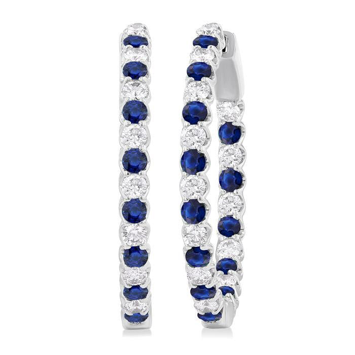 Inside-Out Alternate Gemstone & Diamond Hoop Earrings