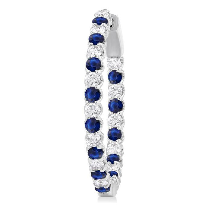 Inside-Out Alternate Gemstone & Diamond Hoop Earrings