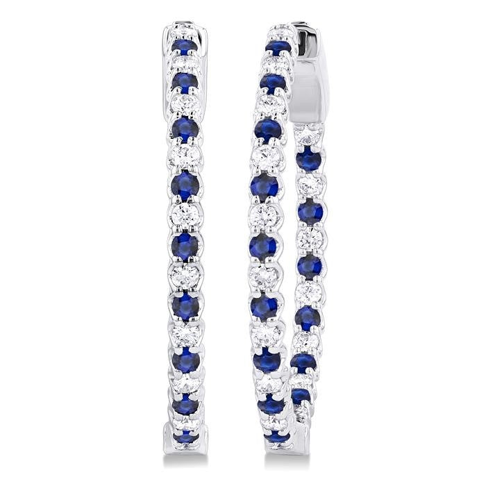 Inside-Out Alternate Gemstone & Diamond Hoop Earrings