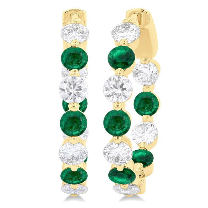 Inside-Out Alternate Gemstone & Diamond Hoop Earrings