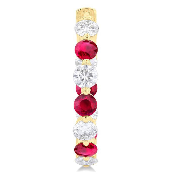 Inside-Out Alternate Gemstone & Diamond Hoop Earrings