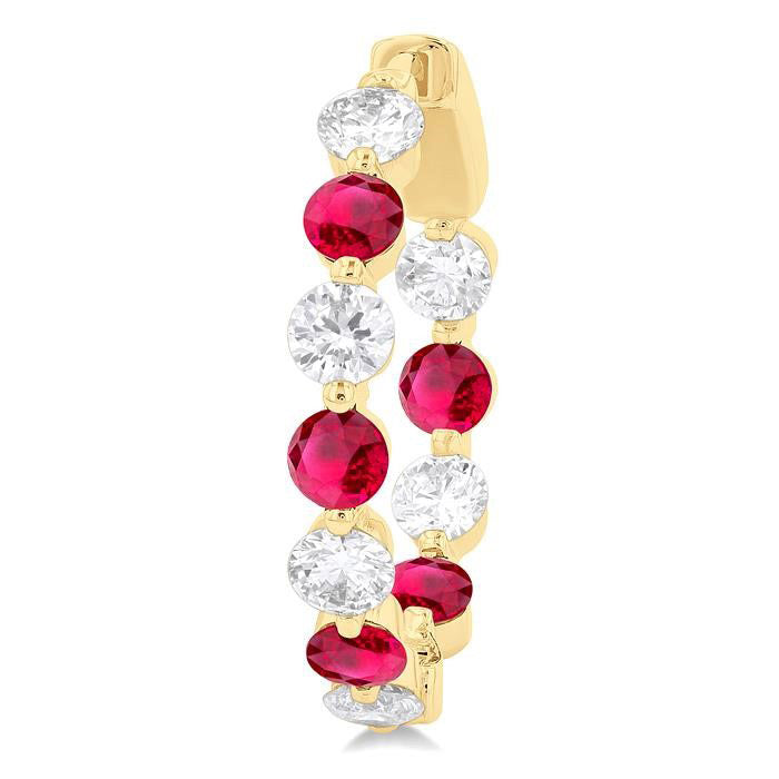 Inside-Out Alternate Gemstone & Diamond Hoop Earrings