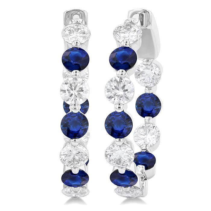 Inside-Out Alternate Gemstone & Diamond Hoop Earrings