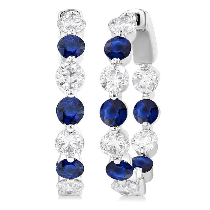 Inside-Out Alternate Gemstone & Diamond Hoop Earrings